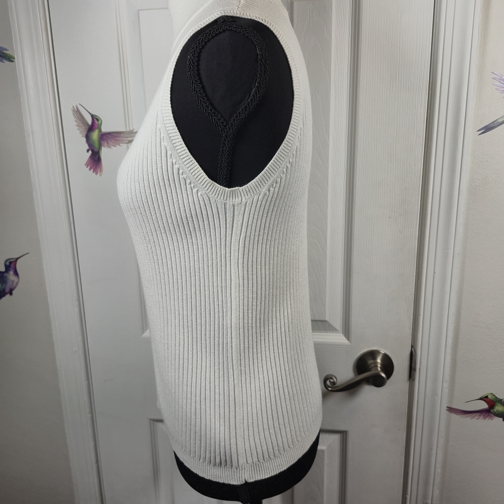 Vintage White Stag Cream Ribbed Mock Neck Knit Vest M Academia Grandpacore - Picture 5 of 7